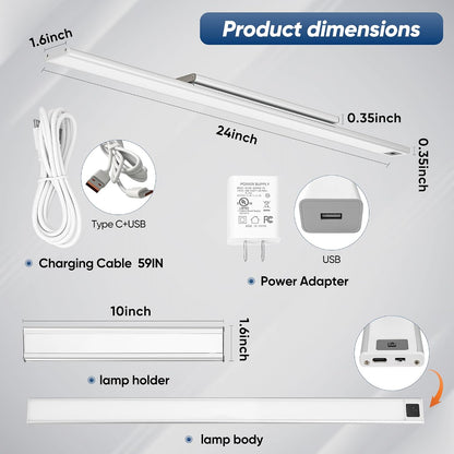 HEYAN 16inch Under Cabinet Lighting, Wall-Mounted Study Lights | 3 Color Temps&Dimmable Hand Sweep Sensor, 90° Rotatable ,Non-Rechargeable, Magnetic Under Closet Lights for Reading,Work