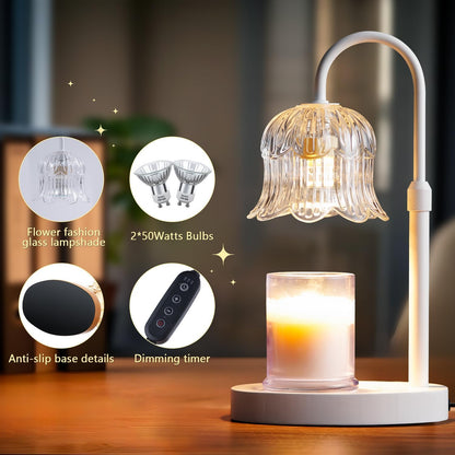 CRMILL Candle Warmer Lamp Electric Timer - Candles Warming Light Height Adjustable Dimmable Warmers Flower Lamps No Flame Heat Warm Melt Wax Jar Modern Home Decor Table Lights for Home Living Bedroom