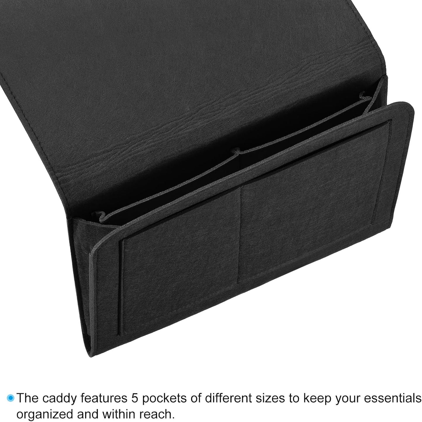 PATIKIL 11in Bedside Caddy, Bed Caddy Bedside Organizer Hanging 5 Pocket Soft Felt Bed Pockets Bedside Storage Organizer Remote Control Holder for Bedroom Phones Glasses, Pink