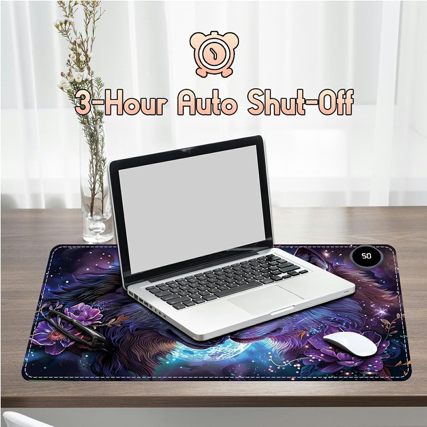 Heated Desk Pad Heated Large Mouse Pad, Electric Quickly Warm Desk Mat with 3 Levels Heating 3 Hours Auto Shut-Off, 31.5" x 13" Warm Gaming Mousepad Hand Foot Warmer, Baby Elephant