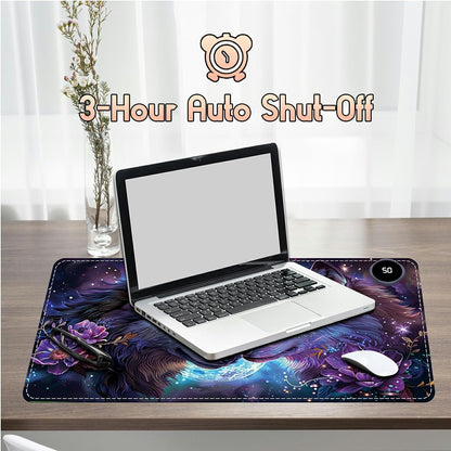 Heated Desk Pad Heated Large Mouse Pad, Electric Quickly Warm Desk Mat with 3 Levels Heating 3 Hours Auto Shut-Off, 31.5" x 13" Warm Gaming Mousepad Hand Foot Warmer, Baby Elephant