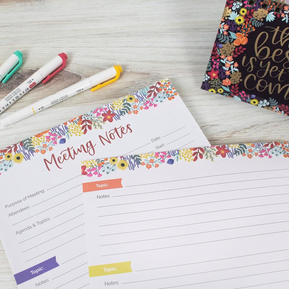 bloom daily planners Horizontal Weekly Magnetic Meal Planning Pad for Fridge with Tear-Off Grocery Shopping List - Hanging Food/Menu Organizer Notepad with Magnets - 8.5” x 11” - Lemons