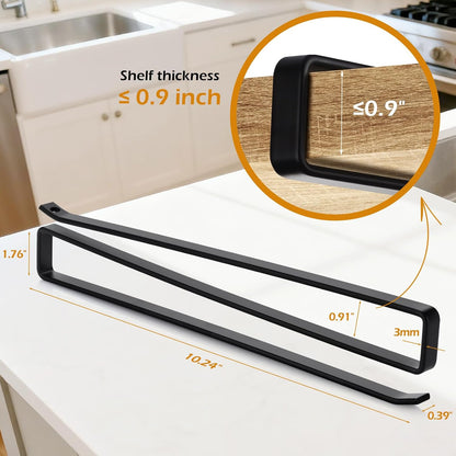 LWGFIO 2 Pack Tumbler Lid Organizer, Under Cabinet Cup Lid Holder, Black | Iron racks, 10.24-inch length, slide onto shelves, no drilling or adhesive, space-saving kitchen storage inside cabinets