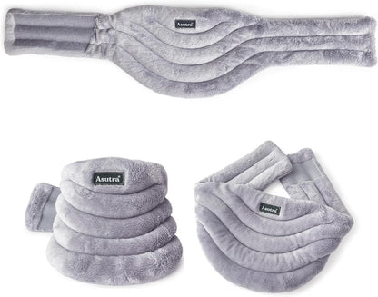 ASUTRA Weighted Neck Wrap, Plush Gray | Microwaveable Heating Pad for Neck and Shoulders, Hot and Cold Compress, Lavender Aromatherapy