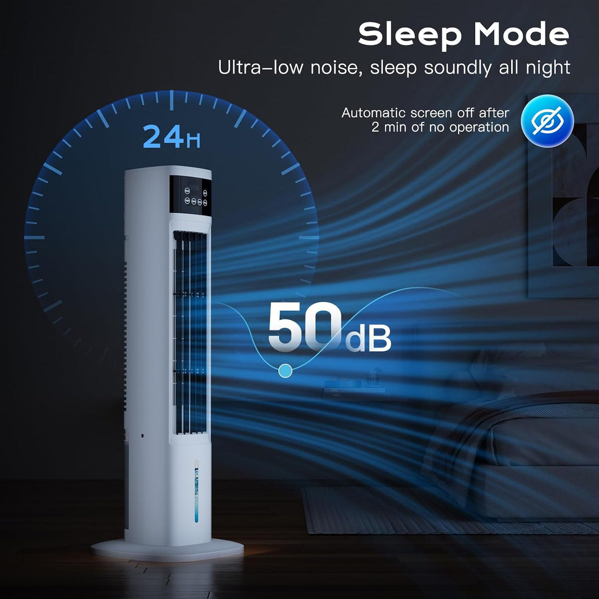 Portable Air Conditioners for Room, 3-in-1 Evaporative Air Cooler, Fast Cooling Portable AC Unit/24H Timer, Remote Oscillating Tower Fan, 4 Modes 3 Speeds, Quiet Swamp Cooler for Bedroom Office