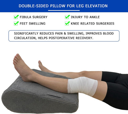 Double-Sided Knee Replacement Recovery Aids for After Surgery | Leg Elevation Pillow Extension & Elevation Wedge for Knee Hip Ankle Support, Corduroy Leg Support with Handles, Leg Lifter