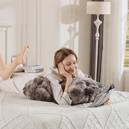 Reading Pillows for Boyfriend Adult,Velvet Back Pillow Bed Wedge Large, Back Rest Support Cushion for Sitting Up in Bed/Couch for Bedrest 18inch-Sage Green Grid Print