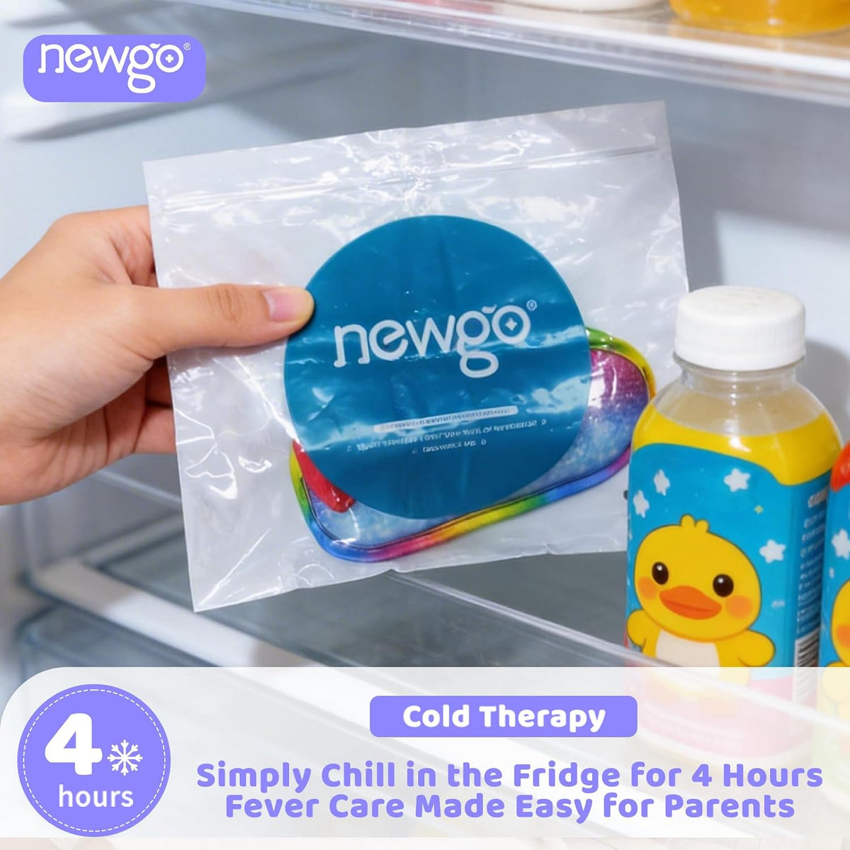 NEWGO Kids Head Ice Pack Wrap, Ice Pack for Toddler Fever & Boo Boos