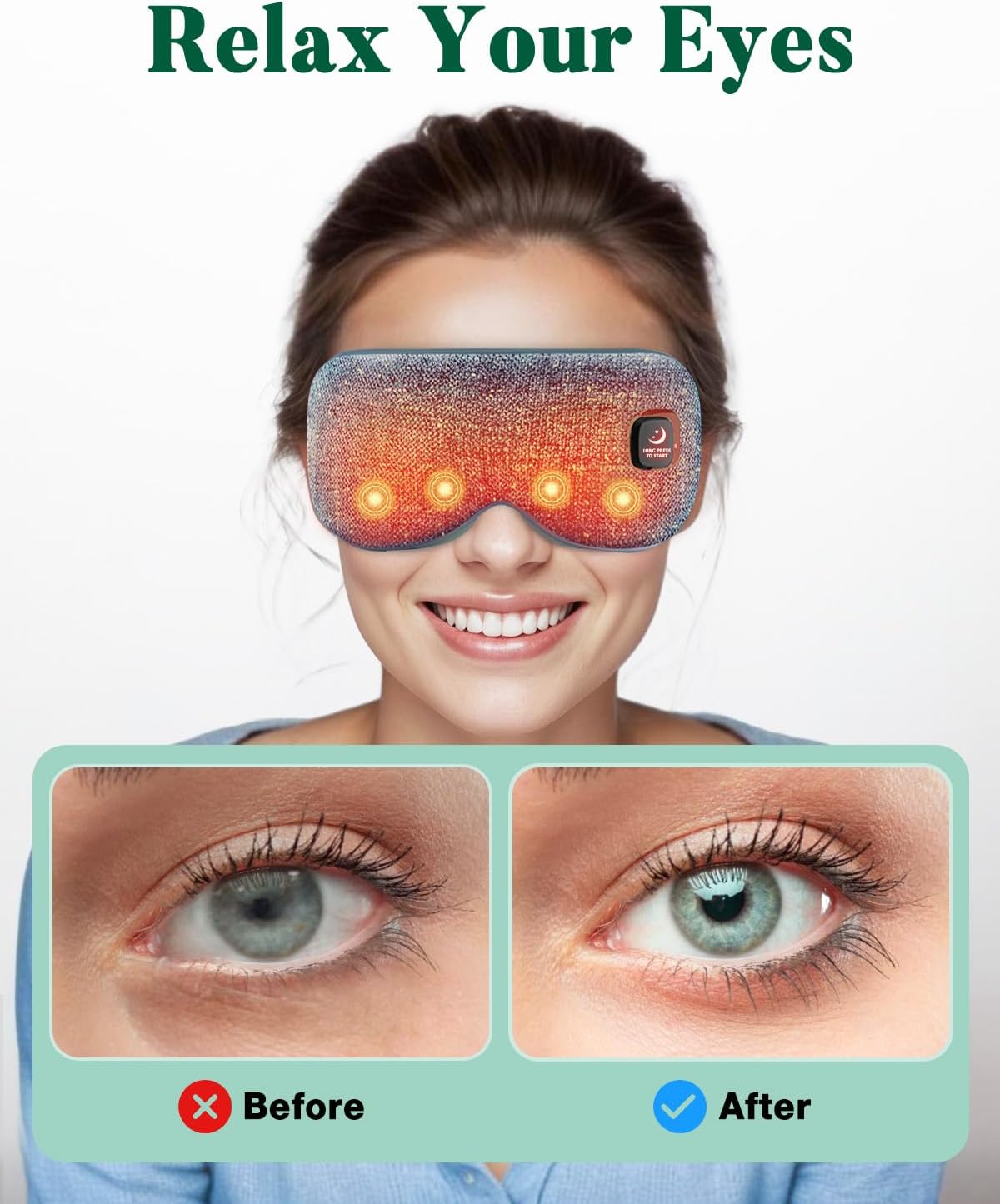 YoanYouth Heated Eye Mask for Dry Eyes, FSA Eligible HSA, Cordless Warm Compress for Eyes, Light Blocking Eye Heating Pad, Styes, Sleep, Cover Washable, Rechargeable, Light Blue