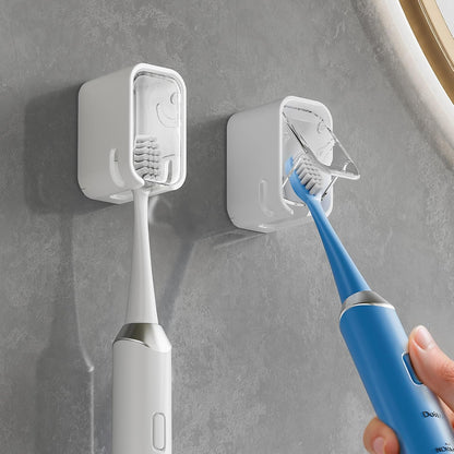 MOPMS Single Slot Toothbrush Holders Wall Mounted with Cover for Bathrooms | 2PCS Toothbrush Cover for Shower, Single Toothbrush Dispenser Storage Organizer for Family & Travel