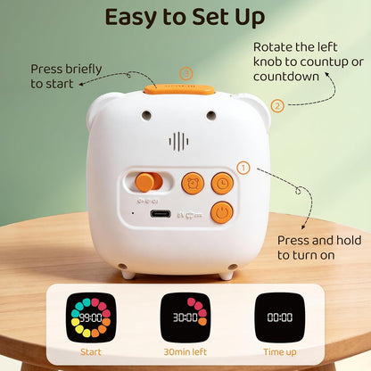 M&G Digital Timer for Kids, 99 Min Visual Timers with Alarm, Rechargeable Kitchen Timer Up to 10 Days, Office Scene Accurate Timing, 3 Sound Modes, Daily Use at Home Classroom