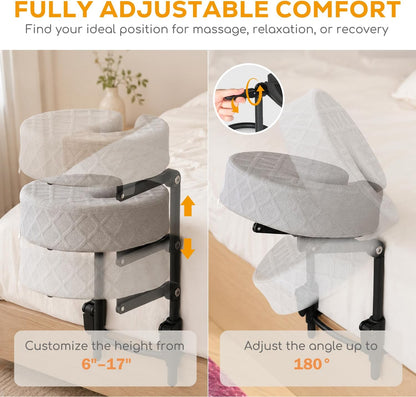 Massage Headrest for Bed, Adjustable Bed Face Cradle Holder with Armrest
