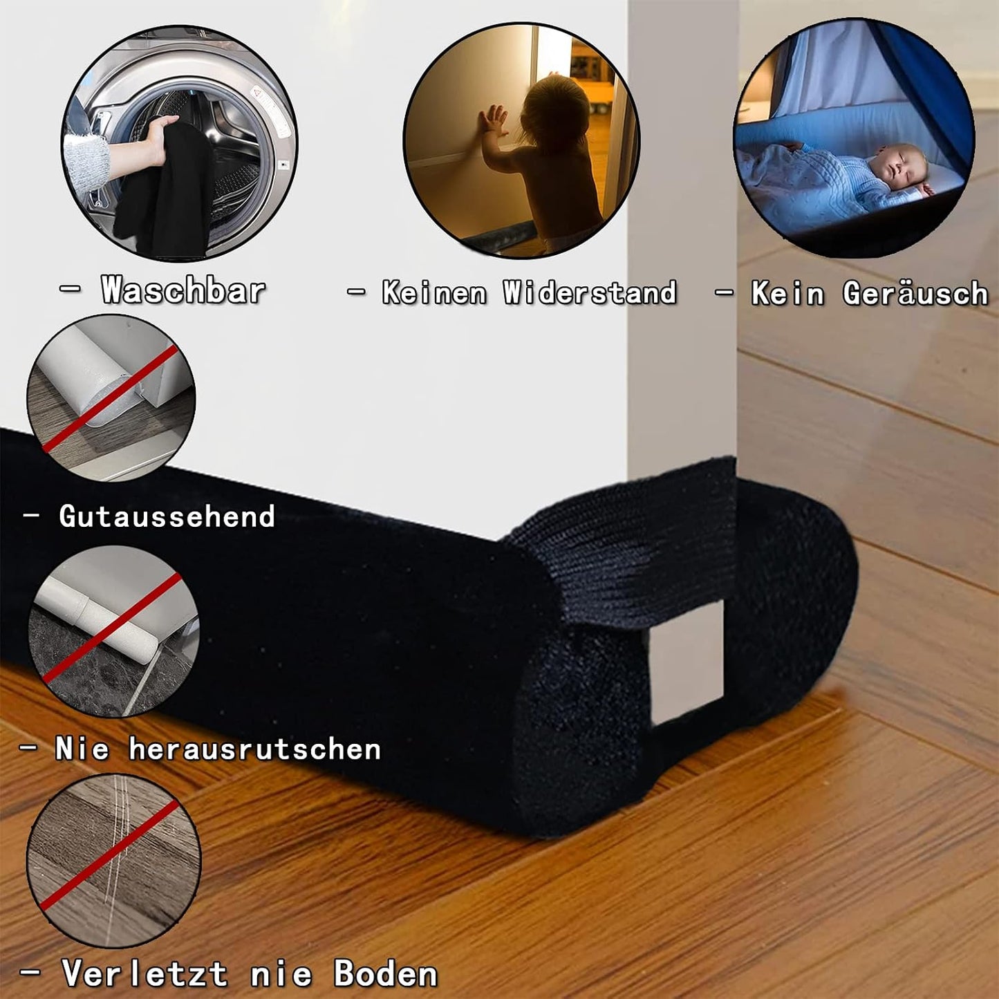BKSAI Door Draft Stopper for Doors 29-35" No Adhesive Draft Stopper for Bottom of Door Draught Excluder Under Door Wind Blocker Reduce Noise Draught Excluder Sweep Sound Proof(Black) | No Adhesive, For Bottom of Door, Wind Blocker, Reduce Noise, Sound
