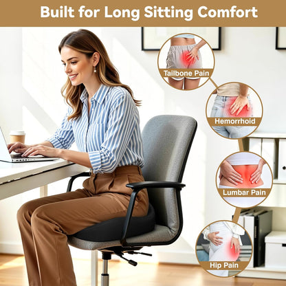 TushGuard 4-Zone Ergonomic Seat Cushion with Coccyx Cutout, Black