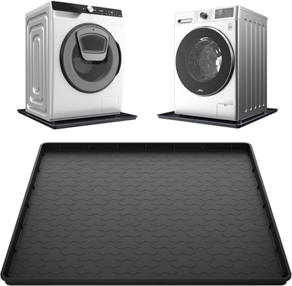 Silicone Washing Machine Drain Pan, 32"x 30" Raised Edge Drip Tray | Thickened silicone; Anti-slip & anti-vibration; Soft & foldable; Protect floors & laundry rooms; Fits most washer or dryer