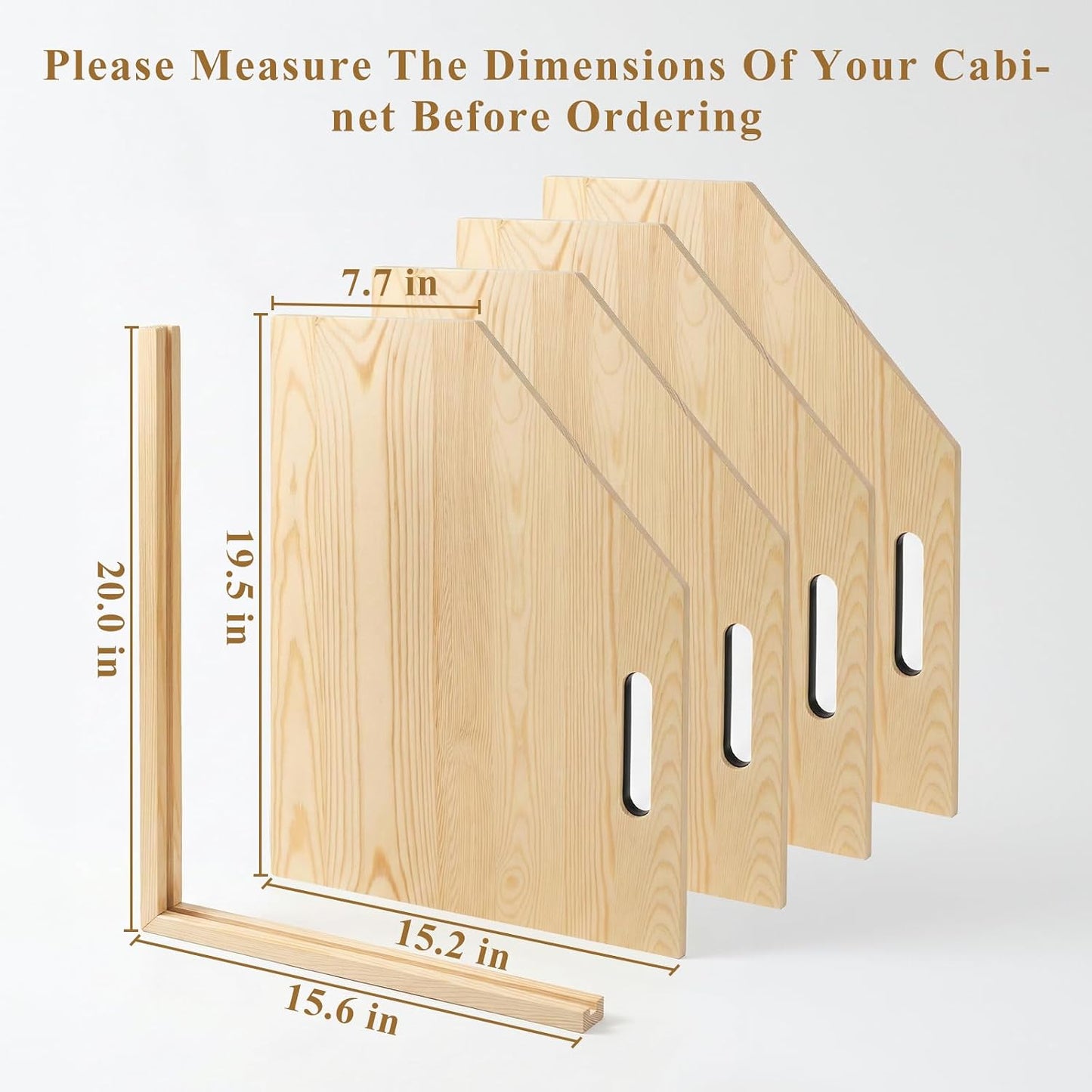4 Pack Solid Wood Tray Dividers for Cabinet, Cookie Sheet Organizer for Cabinets, Baking Sheet Organizer, No-Cut Kitchen Cabinet Dividers, Cookie Trays for Kitchen, Pantry Storage