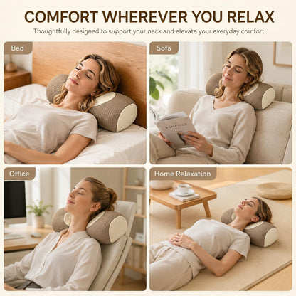 Buckwheat Neck Roll Pillow, Adjustable Cervical Pillow for Neck Pain Relief | natural hull fill, customizable loft, firm support, side and back sleepers, washable cover, lower back use