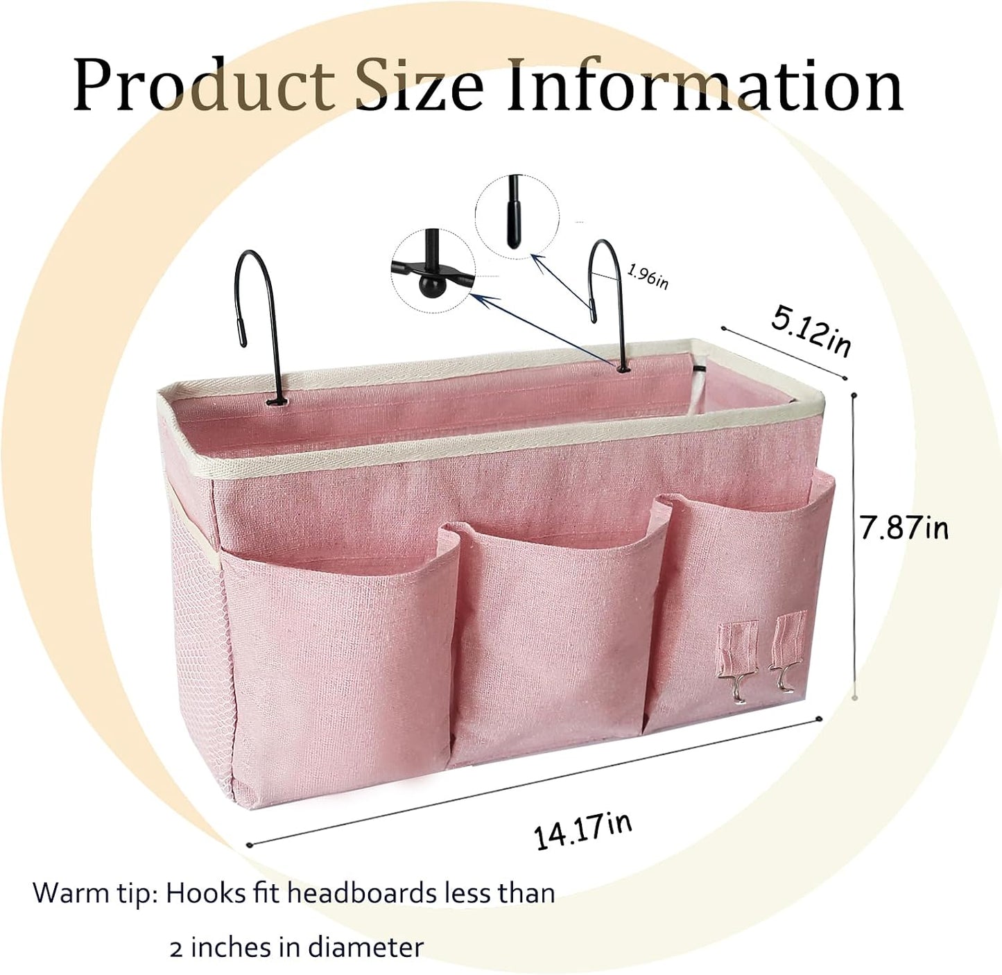 Bedside Caddy/Hanging basket Storage Organizer Bag for Bunk and Hospital Beds,College Dorm Bed，Can be Placed Glasses Books Mobile Phones (Grey 1)