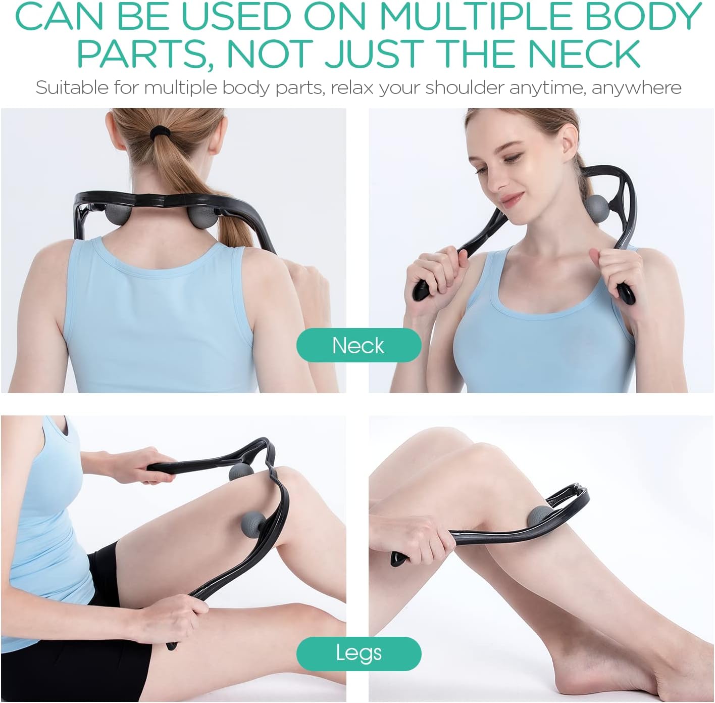 VOYOR Neck Massager Shiatsu Deep Tissue Dual Trigger Point for Pain Relief | Ergonomic Handle Design, Lightweight & Portable, Dual Trigger Points, Shoulder Massager for Office, Home, Car Use MS110