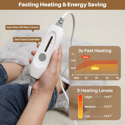 Electric Foot Warmer, Luxury Faux Fur Heating Pad for Feet Pain Relief Cramp, Heated Foot Warmer for Under Desk & Bed with 3 Heat Settings & 2H Auto-Off, ETL Certified, 20x22 Inch, Dark Grey