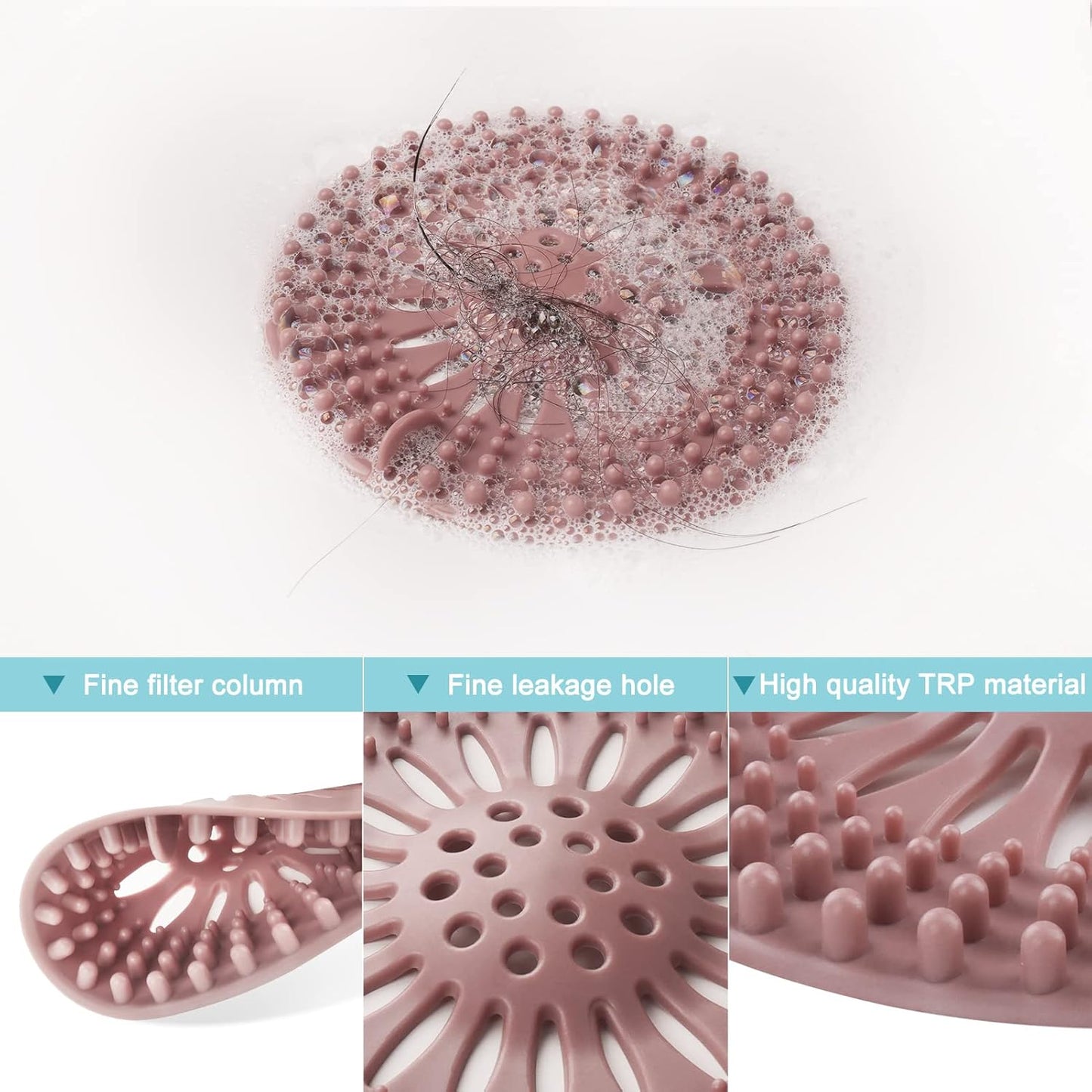 Gotega 5 Pack Sink Drain Strainer, Hair Catcher for Bathroom Tub Shower | Sink Hair Catcher Shower Drain Durable Silicone Hair Stopper Shower Drain Cover Hair Trap, Bathroom Sink Replacement