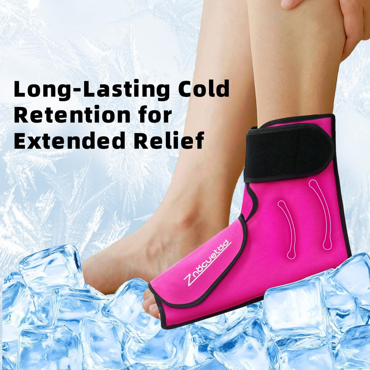 Ankle Ice Pack Wrap for Foot Heel Pain Relief and Swelling Large Reusable Gel Ice Cold Packs for Achilles Tendonitis Plantar Fasciitis Sprained Ankles Swollen Feet Surgery Recovery(Hot Pink)