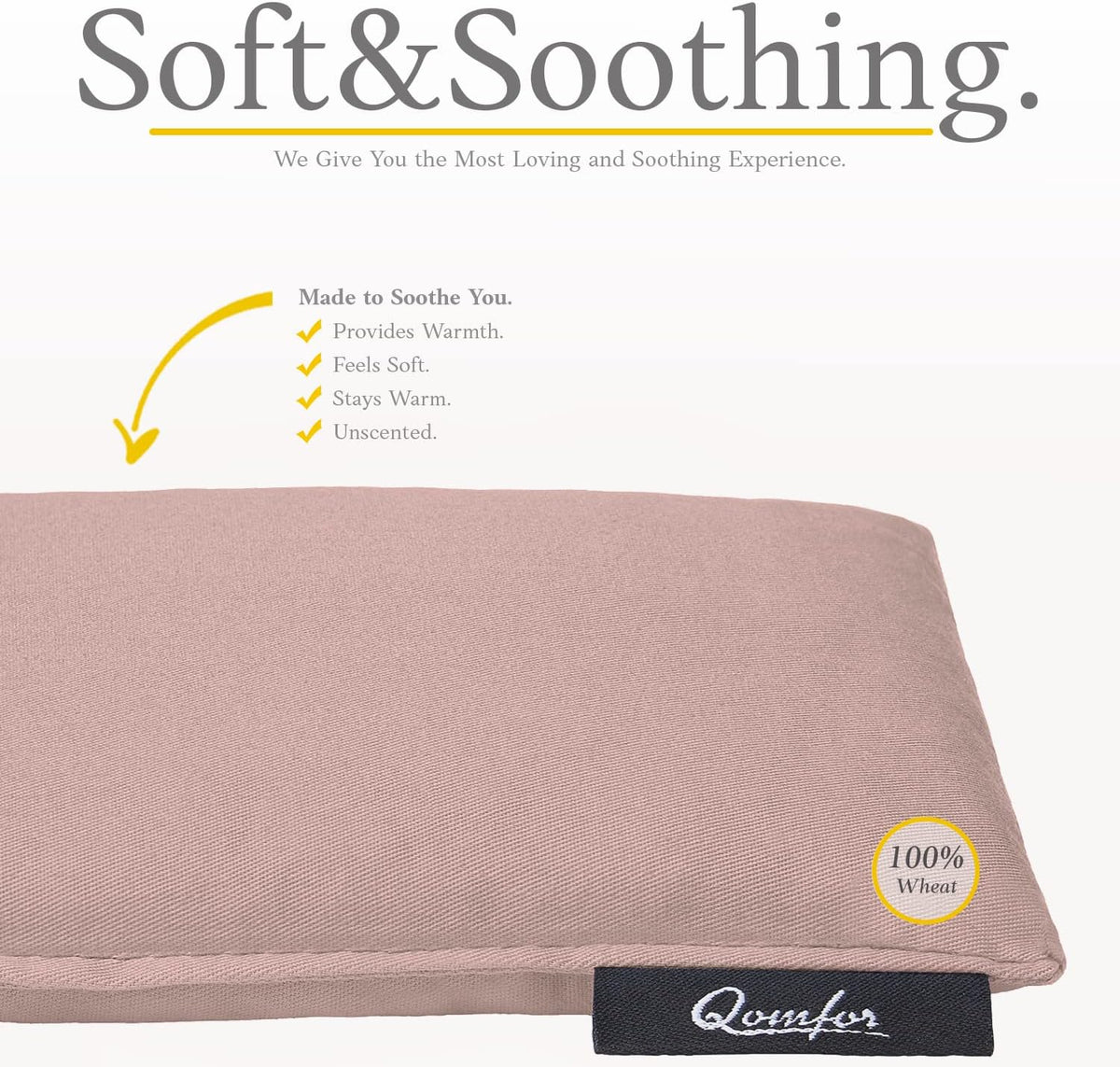 Qomfor - Microwavable Heating Pad - Mauve - 3-Chamber Design Heat Pack - Therapeutic Heat Wrap for Neck, Shoulders & Period Cramps Pain Relief - Reusable Hot/Cold Therapy Bag