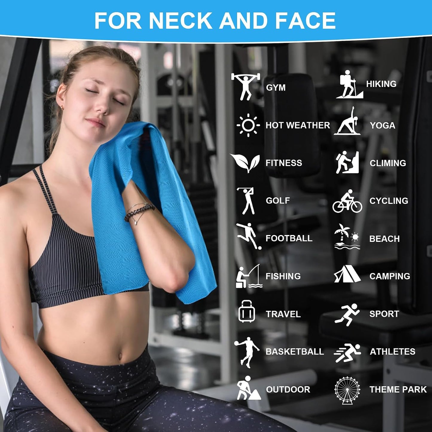 4 Pack Cooling Towels for Neck and Face(40"x12"), Cooling Neck Wraps, Ice Towel for Hot Weather, Soft Breathable Gym Towel, Cool Towel for Workout, Camping, Yoga, Sport, Running