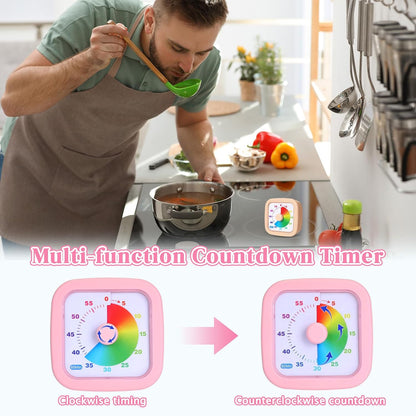 AmazingSpark 2 Pack Visual Timer 60 Minute Countdown Timer Colored Countdown Clock for Homeschool Supplies Study Tool, Classroom Home Office Time Management Tool (Classic,Blue,Green)