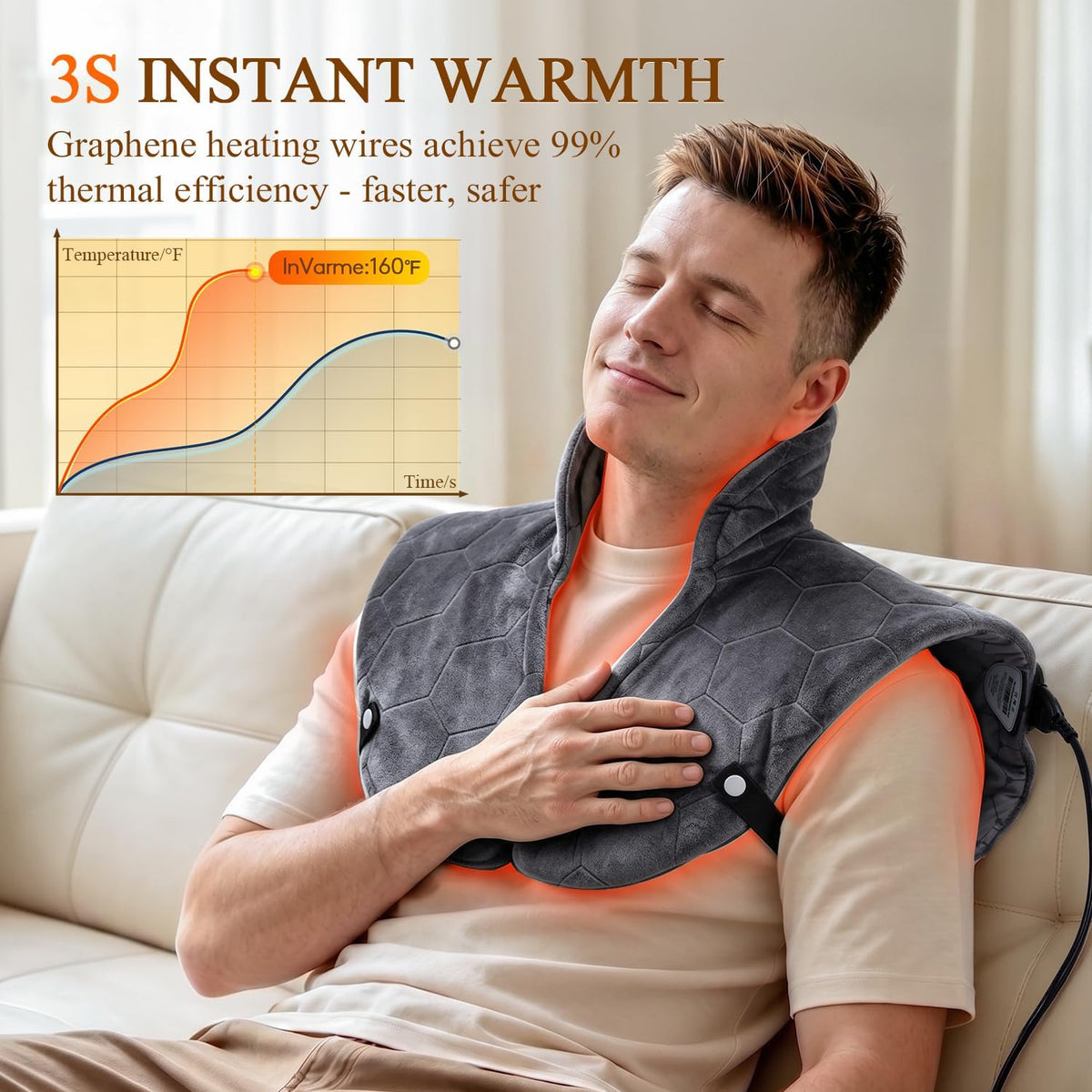 2X Graphene-Infused Heating Pad for Neck and Shoulders and Back