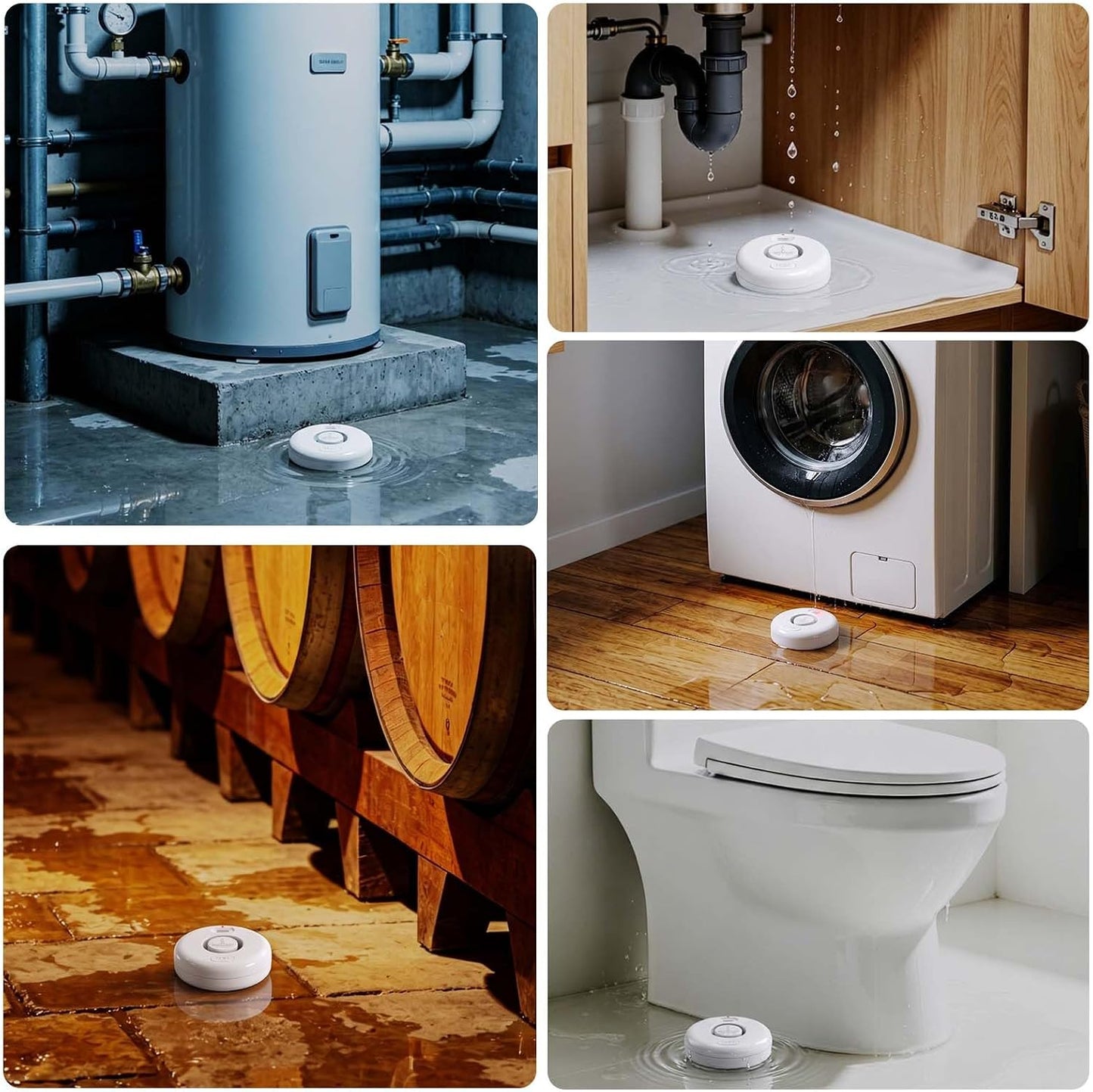5 Pack Water Leak Alarm Detector, 120dB Loud Alert, IP66 Waterproof | Water Sensor, Sensitive Leak and Drip Alert, Easy Installation for Home, Basement Flood Prevention, Bathroom, Sink, Laundry