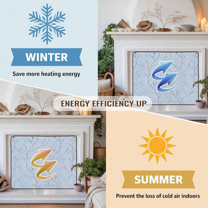 Magnetic Fireplace Cover White Vines Fireplace Screen Decorative Flowers Leaves Tree Branches Insulation Fireplace Blocker Blanket Save Energy Fireplace Draft Stopper Covers for Living Room 39x32 Inch