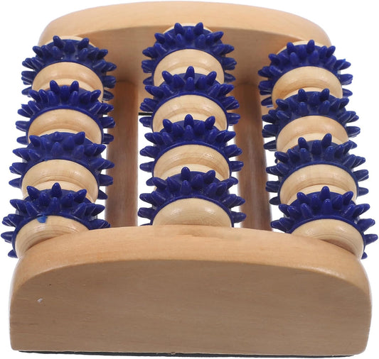 Portable Foot Massager Roller Manual Wooden Acupoint Tool for Foot Muscle Relief and Circulation Compact 5.51X4.72X2.16 Inch Handheld Design