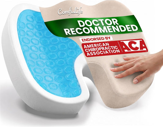 ComfiLife Premium Gel & Memory Foam Seat Cushion – Doctor Recommended Office Chair Cushion, Car Seat Cushion – Chair Cushions for Back & Sciatica Pain Relief – Seat Cushions for Office & Desk (Black)