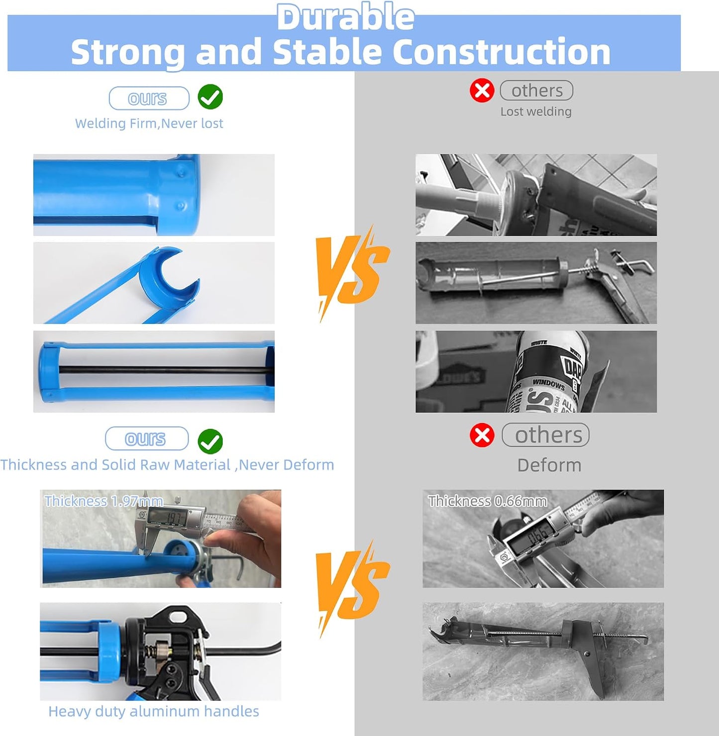 3 in 1 Silicone Caulking Tool, High Quailty Grout Removal Tool and Sealant Finishing Scraper with Stainless Steelhead, Caulk Remover Tool Kit for Window, Kitchen, Floor, and Sink Joint