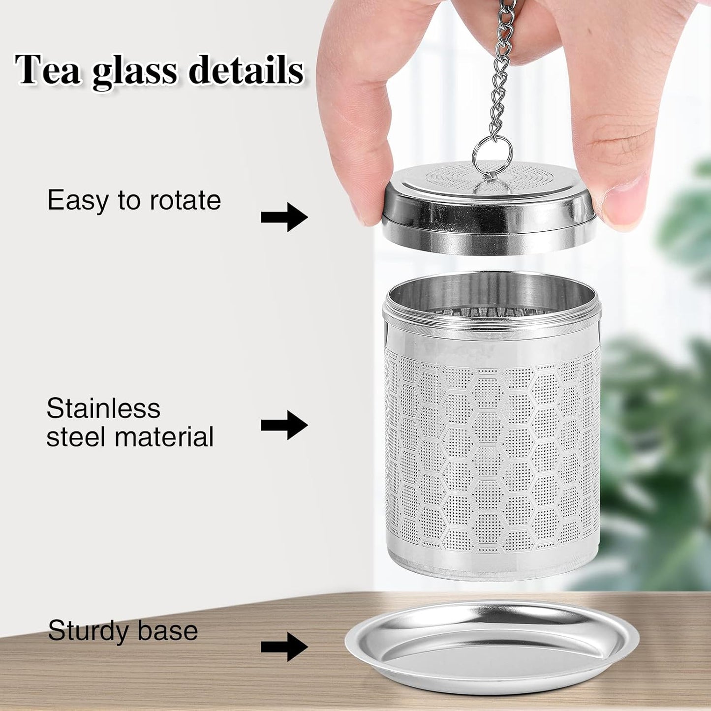 2 Pack Tea Infusers For Loose Tea, 304 Stainless Steel, 2 Inch | Fine Mesh Filter, Threaded Lid, Chain Hook, Drip Trays, Fits Most Mugs And Teapots, Dishwasher Safe