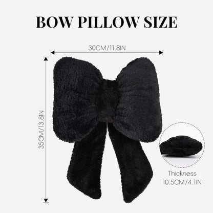 2 Pack Bow Car Headrest Pillows Plush Car Neck Pillows for Travel Driving Office Chair Head Support Cushions, Also Cute Car Decor Accessories (Black)