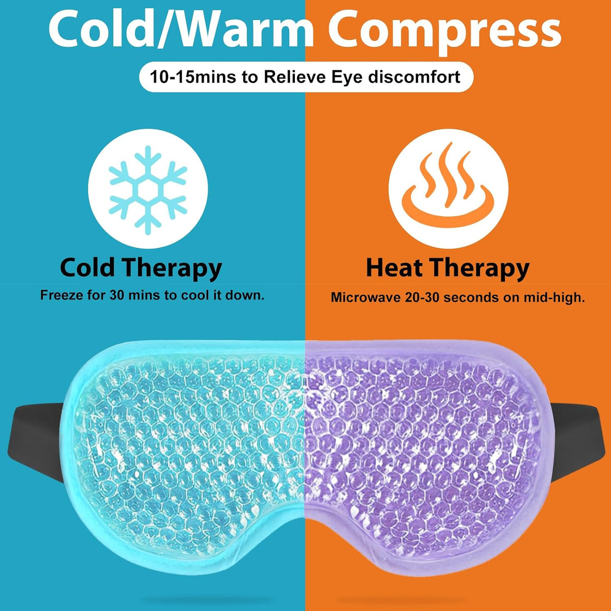 BeeVines Gel Eye Mask, Cooling Ice Masks for Puffy Eyes (2 Pack)