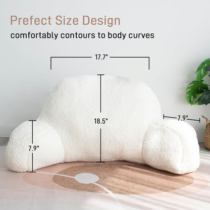 Reading Pillow for Kids/Teens/Adults, Bed Rest Wedge Backrest Pillows for Sitting in Bed with Arms Back Support for Watching TV/Gaming/Relaxing, Dorm Essentials, Ivory