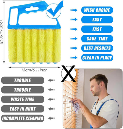 Geiserailie 2 Pcs Window Venetian Blind Cleaner Duster Tool Washable 7 Fingers Dusting Cleaner and Air Vent Shutter Brush Blinds Air Conditioner Fan Duster Dirt Housekeeping Tool (2 Color)