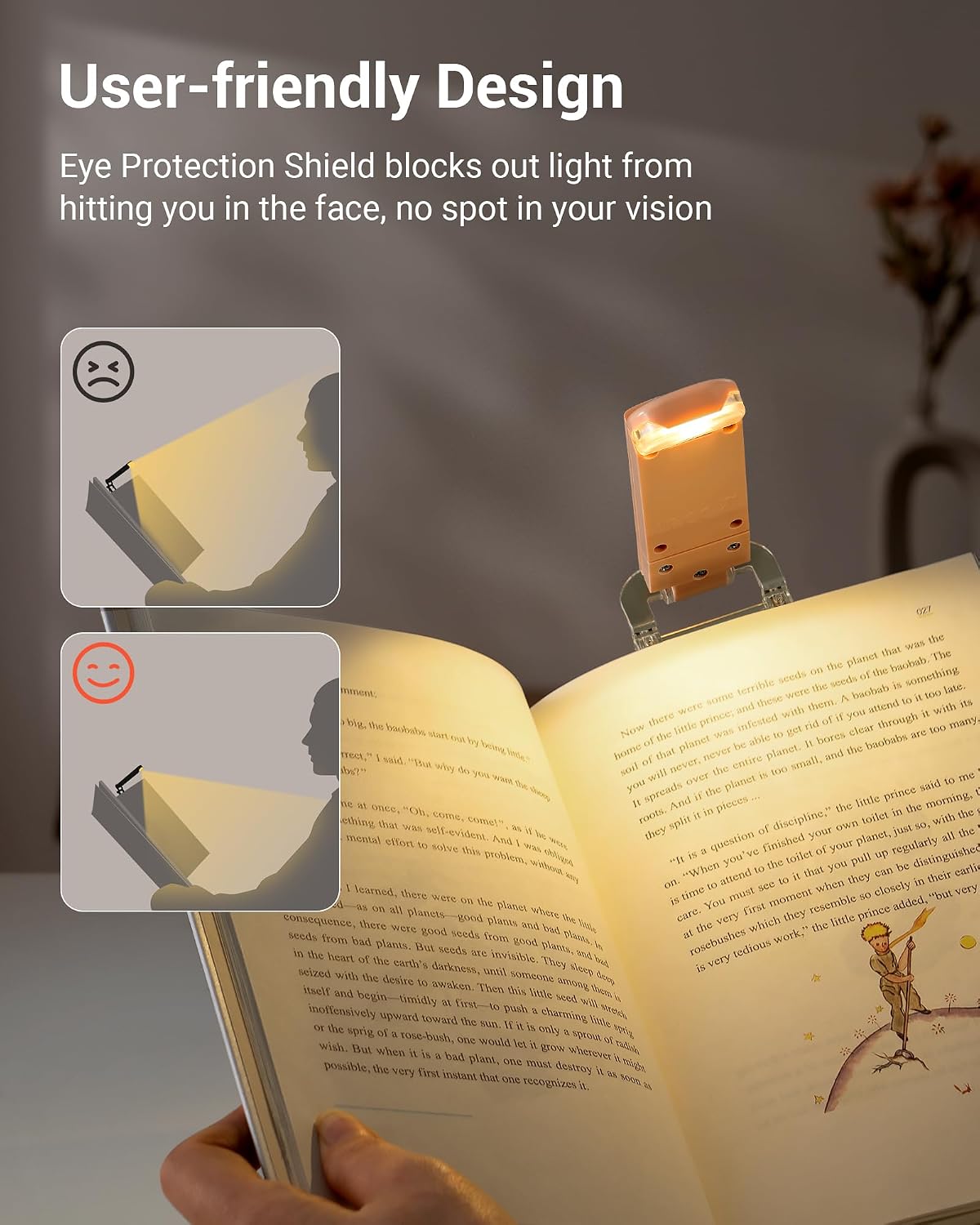 DEWENWILS USB Rechargeable Book Reading Light, 3000K Warm White, Brightness Adjustable Clip on LED Bookmark Lamp at Night in Bed, Portable Booklight for Bookworms, Kids