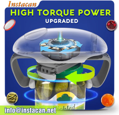 INSTACAN Higher Torque and One Touch Electric Jar Opener Easy Remove Almost Size Lid with Auto-Off, Powerful Bottle Opener for Arthritic Hands, Automatic Jar Opener for Weak Hands and Seniors (White)