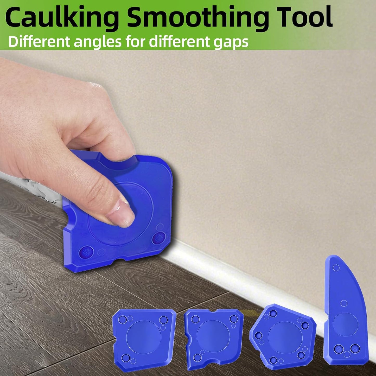 GOOPREEN 16pcs Silicone Caulking Tool Kit, Dual-End Caulk Remover Tool | Caulk Finishing Tool with 9 Replaceable Heads, 4 Caulk Smoothing Tools for Kitchen Window Sink Tub Toilet Bathroom Sealing