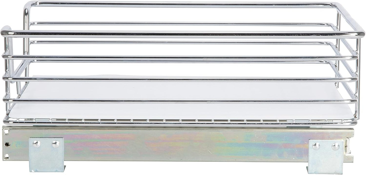 Household Essentials Glidez Multipurpose Chrome-Plated Steel Pull-Out/Slide-Out Storage Organizer for Cookware and Bakeware - 2-Tier Design - Fits Standard Size Cabinet or Shelf, Chrome