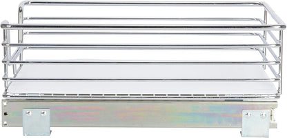 Household Essentials Glidez Multipurpose Chrome-Plated Steel Pull-Out/Slide-Out Storage Organizer for Cookware and Bakeware - 2-Tier Design - Fits Standard Size Cabinet or Shelf, Chrome