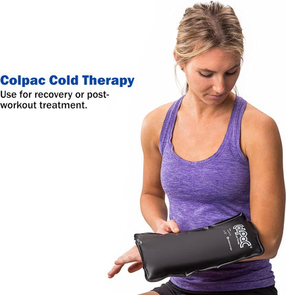 Chattanooga ColPac, Reusable Gel Ice Pack, Cold Therapy for Neck, Shoulder, Upper Back for Headaches, Inflammation, 23" Neck Contour, Blue Vinyl, with a Lumintrail Drawstring Bag