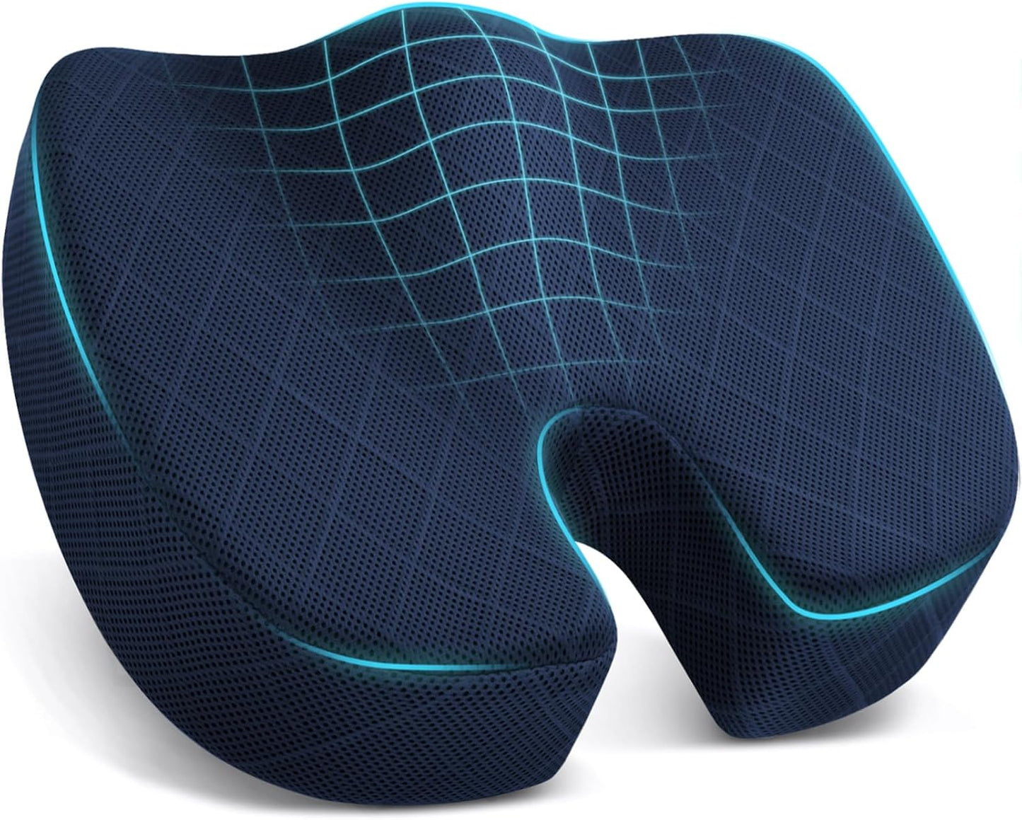 TushGuard Office/ Car Seat Cushion, Non-Slip Sciatica & Back Coccyx Tailbone Pain Relief Chair Pad, Memory Foam Butt Pillow for Computer Desk, Wheelchair, Driving (Black)