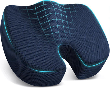 TushGuard Office/ Car Seat Cushion, Non-Slip Sciatica & Back Coccyx Tailbone Pain Relief Chair Pad, Memory Foam Butt Pillow for Computer Desk, Wheelchair, Driving (Black)