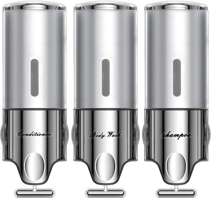 EXIN DECHEN Shampoo and Conditioner Dispenser(Triple x 16.9 oz,Clear) | Easy Installation,Wall-Mounted,Bottle Separable,Large Capacity,Shower Shampoo Conditioner Body Wash Dispenser for Bathroom