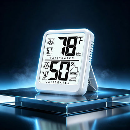 2 Pack Room Thermometer Indoor Hygrometer with Max/Min Record | W/ Battery, 24h Max/Min Record, Accurate Sensor, Fast Refresh, Easy to View, ℉/℃, Durable Kickstand, Compact, for Home Office